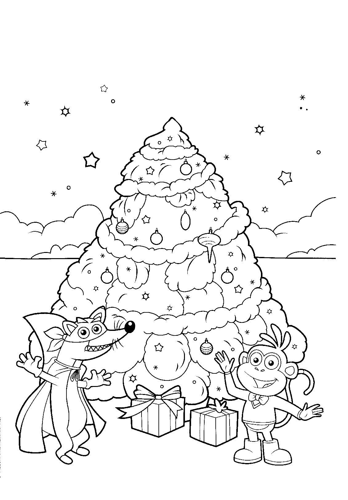 Dibujo de Arbol de Navidad para colorear y pintar #30733